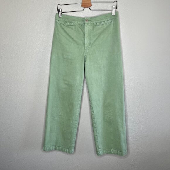 Madewell Emmett Wide-Leg Crop Cotton Pants Size 29 Sage Green - Picture 3 of 12